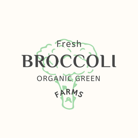 Emblem with Illustration of Fresh Broccoli Logo 1080x1080px Design Template