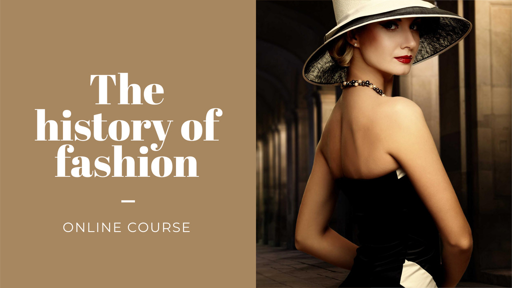 Fashion Online Course Announcement with Elegant Woman FB event coverデザインテンプレート