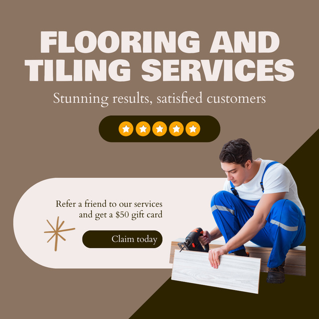Designvorlage Smooth Flooring And Tiling Services With Promo für Animated Post