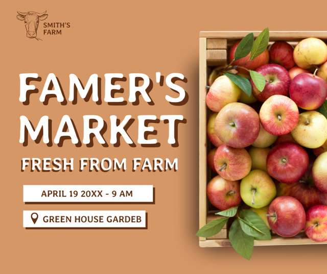 Selling Farm Apples at Market Facebook Design Template