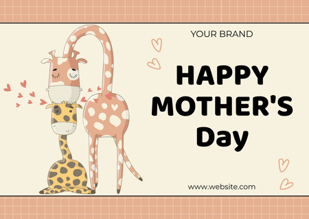 Cute Giraffes on Mother's Day Holiday Card Design Template