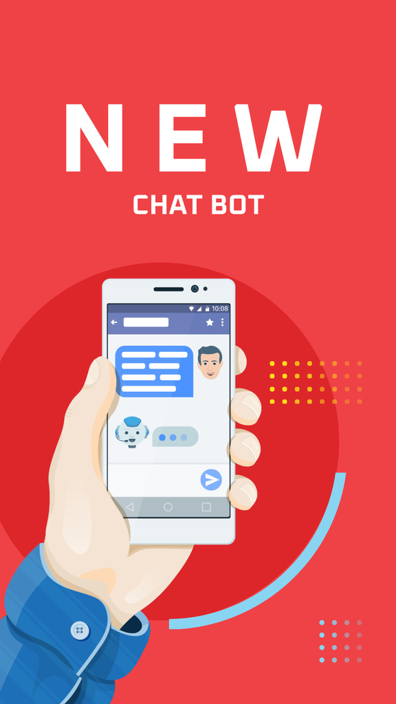 Online Chat on Phone Screen with Illustration Instagram Story Design Template