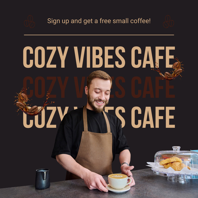 Cozy Vibes Cafe With Qualified Barista And Promo Instagram AD Tasarım Şablonu