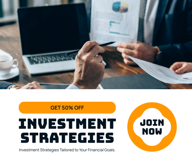 Announcement of Discount on Strategies for Successful Investing Facebook Design Template