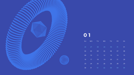 Illustration of Abstract Circle on Blue Calendar Design Template