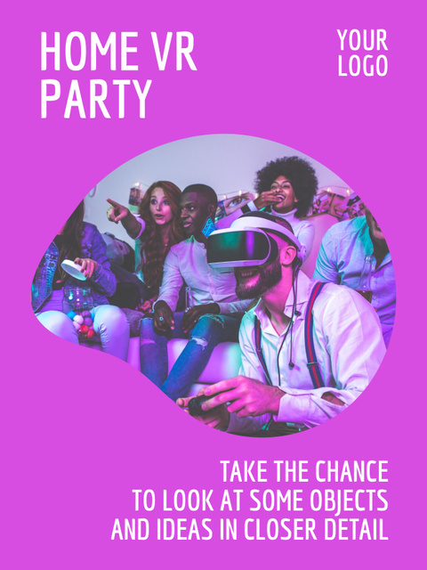 Home Virtual Party Announcement Poster US – шаблон для дизайна