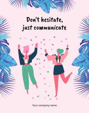Motivation of Communication with Dancing Women Poster 22x28in – шаблон для дизайну