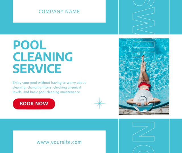 Pool Cleaning Service Proposition Facebook tervezősablon