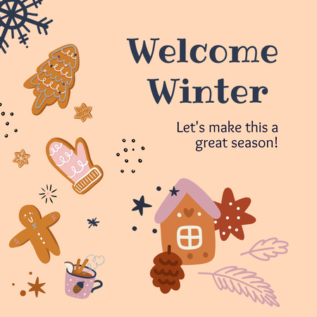 Szablon projektu zimowa inspiracja ze słodką ilustracją Instagram