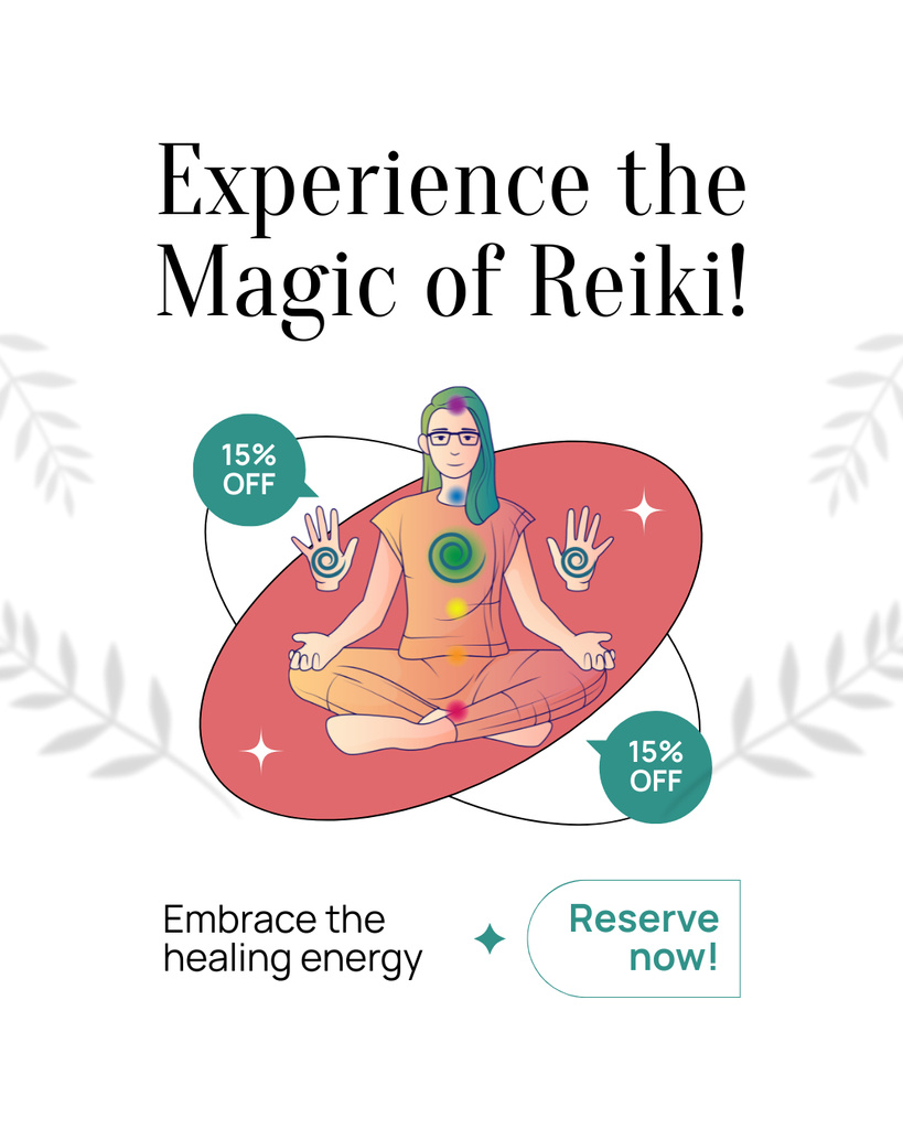 Ontwerpsjabloon van Instagram Post Vertical van Magical Reiki Energy Healing Offer With Discount
