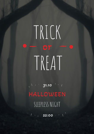 Halloween Night Events Invitation with Scary Forest Flyer A7 Design Template