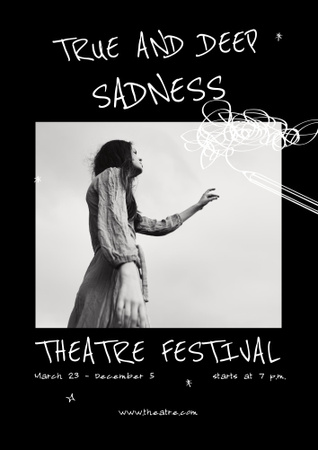 Theatrical Performance about Sadness Poster B2 Tasarım Şablonu