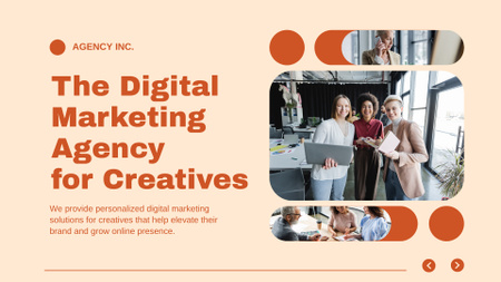 Designvorlage Qualifizierte Agentur für digitales Marketing für kreative Unternehmen für Presentation Wide