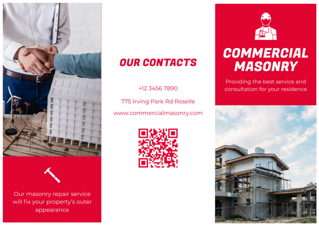 Commercial Masonry Services and Construction Brochure Tasarım Şablonu