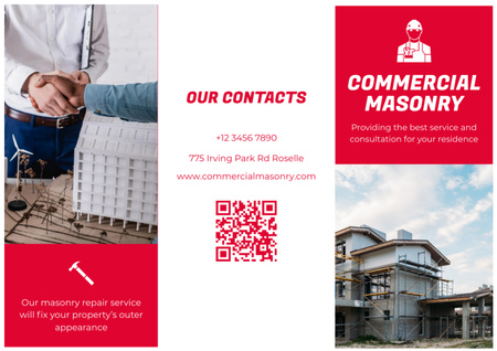 Modèle de visuel Commercial Masonry Services and Construction - Brochure
