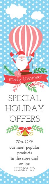 Offer Special Discounts in Honor of Christmas with Cartoon Santa Skyscraper Šablona návrhu