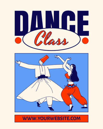 Dance Class Ad with Man and Woman in Ethnic Costumes Instagram Post Vertical Design Template