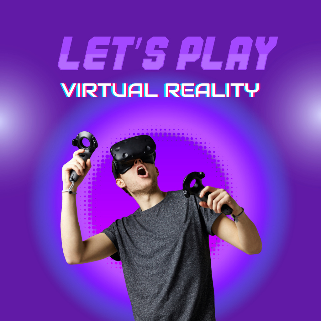 Ontwerpsjabloon van Instagram van Stunning Virtual Reality Play Offer In Purple