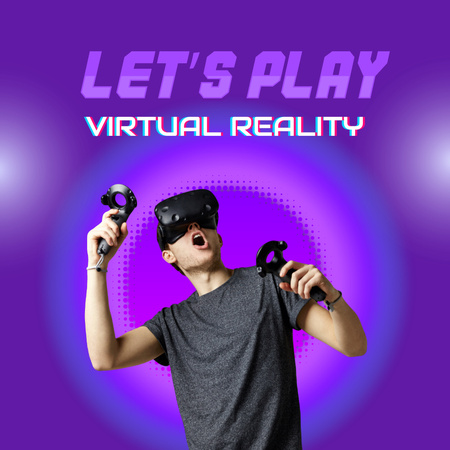 Stunning Virtual Reality Play Offer In Purple Instagram Design Template