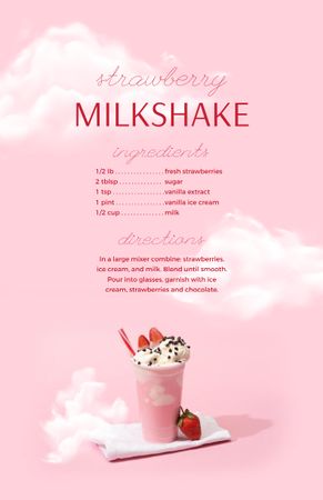 Designvorlage Delicious Strawberry Milkshake Cooking für Recipe Card