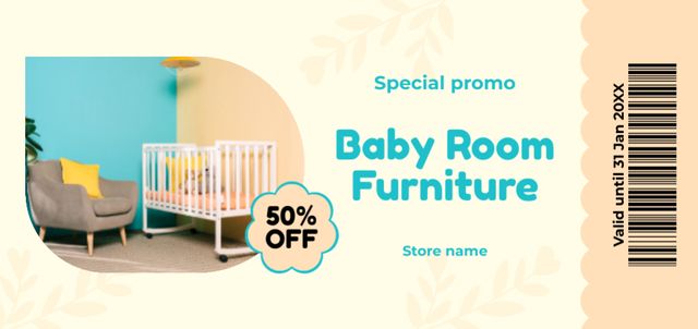 Ontwerpsjabloon van Coupon Din Large van Baby Room Furniture Sale at Half Price