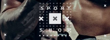 Plantilla de diseño de sport shop anuncio con boxeador profesional Facebook cover 