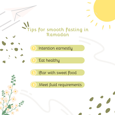 Tipy pro hladký půst o ramadánu Instagram Šablona návrhu