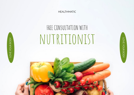 Awesome Nutritionist Free Consultation With Vegetables Flyer 5x7in Horizontal Design Template