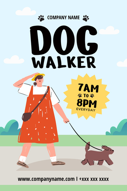 Szablon projektu Reliable Dog Walker Service Promotion Pinterest