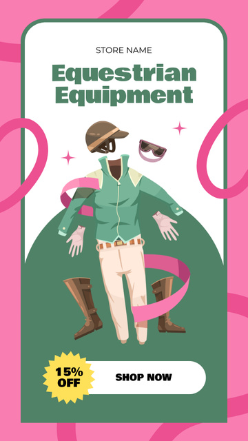 Equestrian Outfit And Equipment At Discounted Rates Offer Instagram Story Πρότυπο σχεδίασης