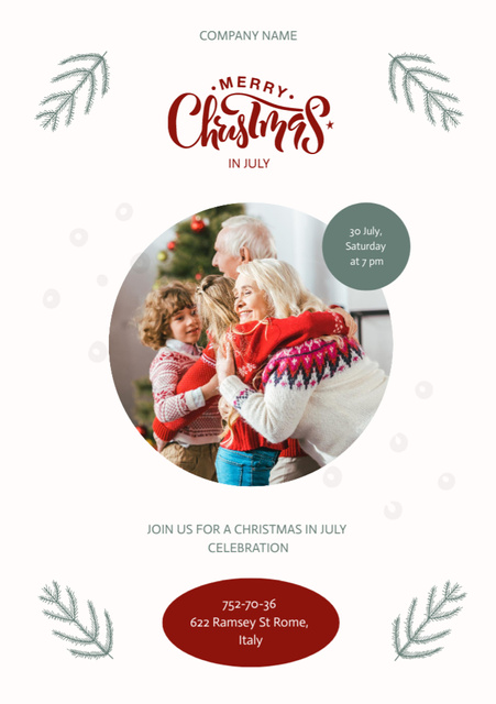 Christmas Eve with Happy Family at Home Flyer A5 – шаблон для дизайну