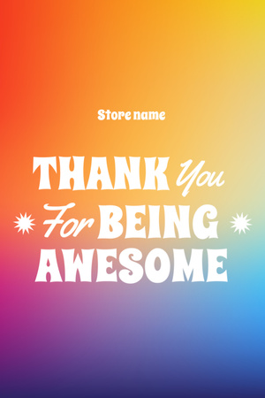 Thankful Phrase On Colorful Gradient Postcard 4x6in Vertical Design Template
