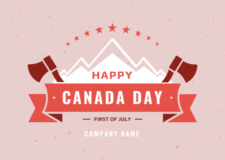 Canada Day Celebration With Mountains on Red Postcard 5x7in Design Template