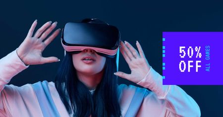 Platilla de diseño Discount Offer with Woman using VR Glasses Facebook AD