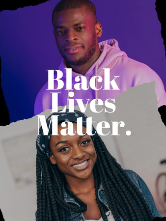 Ontwerpsjabloon van Poster US van Jonge Afro-Amerikaanse mensen op achtergrond van antiracistische tekst