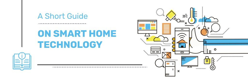Designvorlage Smart Home Concept with tech Icons für Email header