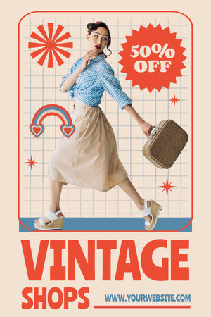 Retro design woman for vintage shops Pinterest Design Template