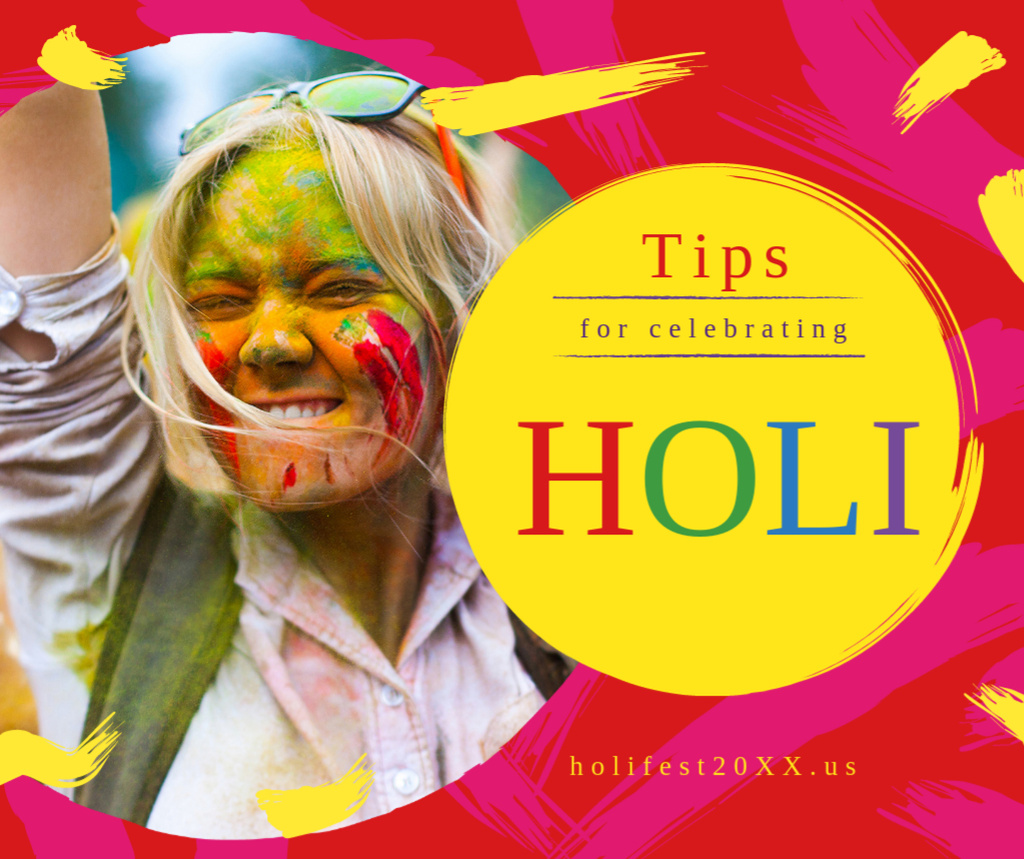 Modèle de visuel Girl at Indian Holi festival celebration - Facebook