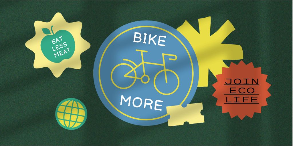 Eco Lifestyle Concept with Bike and Apple icons Twitter Šablona návrhu