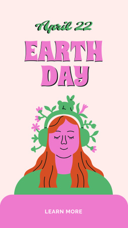 Ontwerpsjabloon van Instagram Story van Earth Day Announcement with Cute Girl