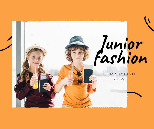 Children's Clothes Offer with Stylish Kids Facebook Modelo de Design