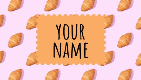 Plantilla de diseño de Anuncio de panadería con croissants Business Card US 