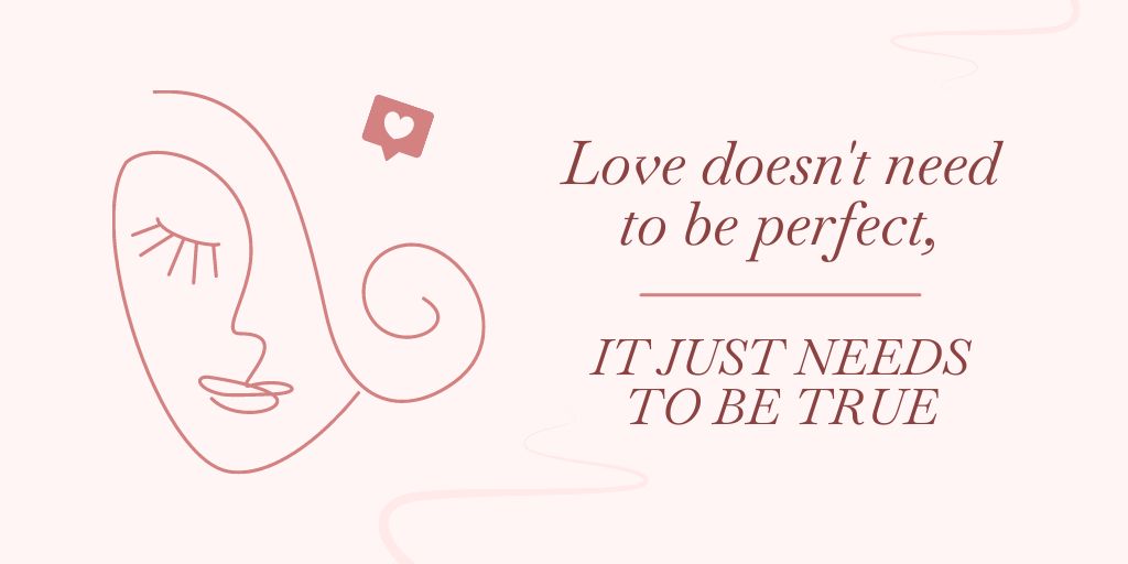 Quote about Love with Illustration of Woman's Face Twitter Design Template