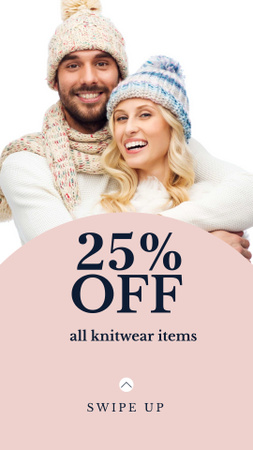 Cute Couple in Knitted Hats Instagram Story Design Template