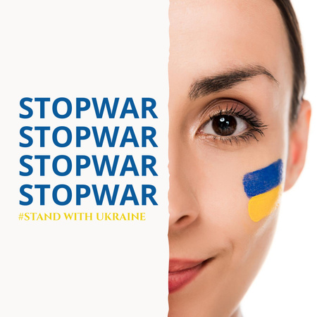 Platilla de diseño Young Woman Calls for Stop War in Ukraine Instagram