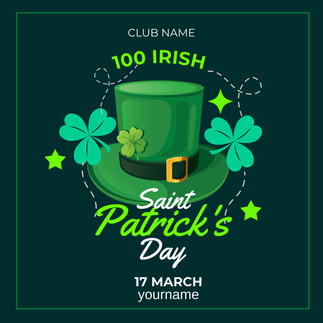 St. Patrick's Day Holiday Party with Green Hats Instagram Design Template