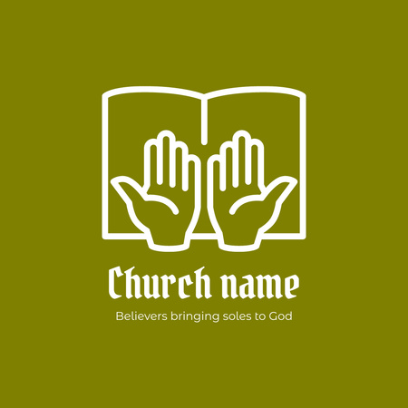 Promoção da Igreja com Bíblia e Palmas Animated Logo Modelo de Design