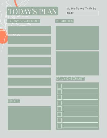 Designvorlage Der heutige Zeitplan im minimalistischen Stil für Notepad 8.5x11in