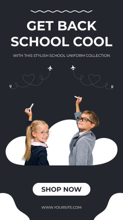Sale with Little Schoolchildren with Crayons Instagram Story Design Template