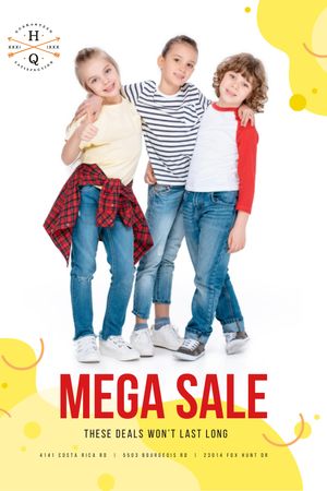 Ontwerpsjabloon van Tumblr van Clothes Sale with Happy Kids